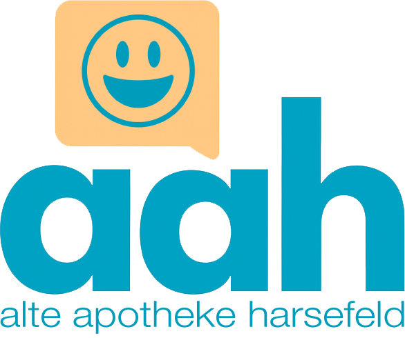 Signet aah Logo der Marke "aah" mit lächelndem Gesicht in einer Sprechblase.